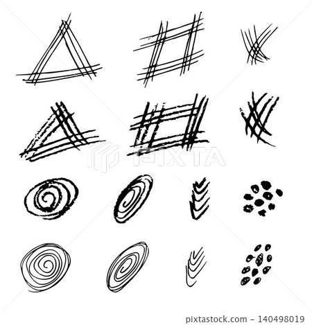 Hand-drawn simple vector set. Abstract strokes, doodles, scribbles, curlicues, dots, ink, charcoal pencil. Elements for creating patterns, design. Hand-drawn simple vector set. Abstract strokes, doodles, scribbles, curlicues, dots, ink, charcoal pencil. Elements for creating patterns, design. 140498019