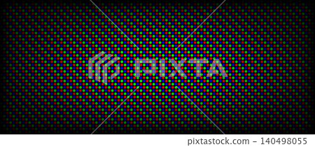 Faded RGB screen pixel background. LCD display grid dots wallpaper. LED TV screen pattern. Red Green Blue diode pixels videowall concept. Projector or television monitor texture backdrop. Vector Faded RGB screen pixel background. LCD display grid dots wallpaper. LED TV screen pattern. Red Green Blue diode pixels videowall concept. Projector or television monitor texture backdrop. Vector 140498055