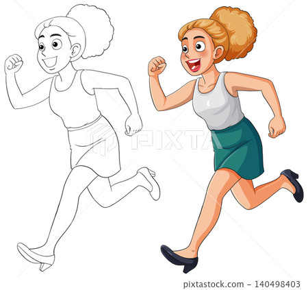 Businesswoman Running in Cartoon Vector Style Businesswoman Running in Cartoon Vector Style 140498403