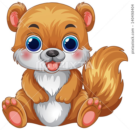 Cute Cartoon Baby Squirrel Vector Illustration on White Background Cute Cartoon Baby Squirrel Vector Illustration on White Background 140498404