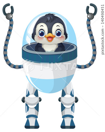 Vector Illustration of a Small Penguin Inside a Mechanical Robot Suit Vector Illustration of a Small Penguin Inside a Mechanical Robot Suit 140498451