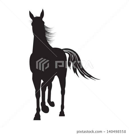 Majestic Horse Running Forward Silhouette Illustration, Elegant Equine Graphic Majestic Horse Running Forward Silhouette Illustration, Elegant Equine Graphic 140498558