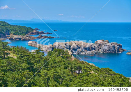 View of Fumishima Island to the southwest from Izumo Hinomisaki Lighthouse in Izumo City, Shimane Prefecture. View of Fumishima Island to the southwest from Izumo Hinomisaki Lighthouse in Izumo City, Shimane Prefecture. 140498706