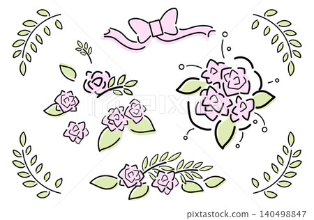 玫瑰和月桂花環裝飾材料套裝（顏色） 140498847
