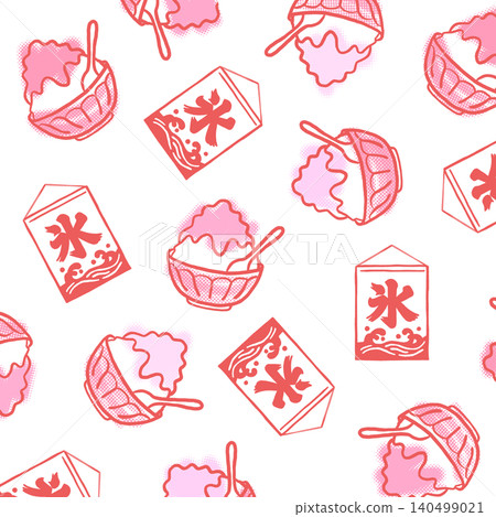 Pink-themed hand-drawn shaved ice illustration material Pink-themed hand-drawn shaved ice illustration material 140499021