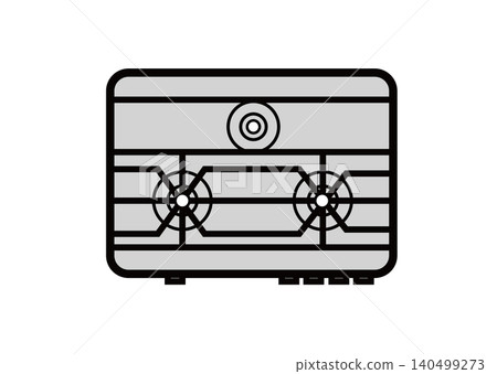 Simple illustration of a gas stove, rounded corners, gray. Simple illustration of a gas stove, rounded corners, gray. 140499273
