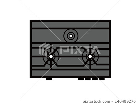 Simple gas stove illustration, rectangular shape, dark gray. 140499276