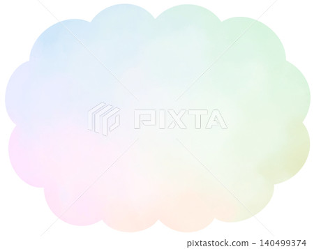 Pastel-colored watercolor texture cloud-shaped speech bubble frame Pastel-colored watercolor texture cloud-shaped speech bubble frame 140499374