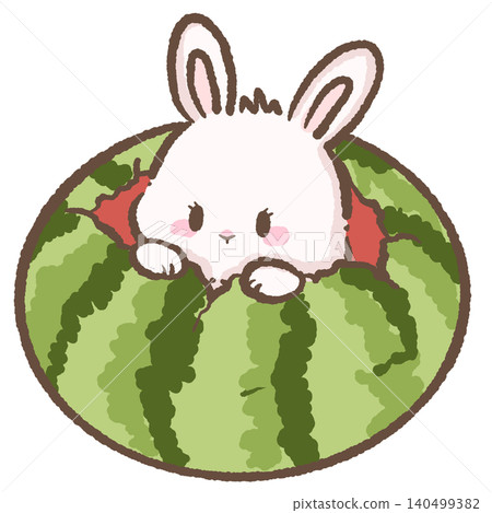 Cute Chibi Bunny Peeking Out of a Giant Watermelon Kawaii Summer Fruit Illustration for Stickers Sublimation Scrapbooking Journaling and Printable Crafts Cute Chibi Bunny Peeking Out of a Giant Watermelon Kawaii Summer Fruit Illustration for Stickers Sublimation Scrapbooking Journaling and Printable Crafts 140499382