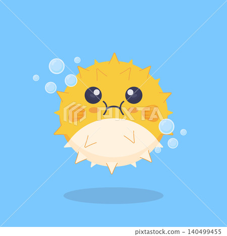 Cute Puffer Fish Cartoon Underwater Illustration Cute Puffer Fish Cartoon Underwater Illustration 140499455