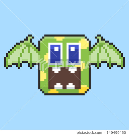 Pixel art Cute Green Bat Monster Character game asset design Pixel art Cute Green Bat Monster Character game asset design 140499460