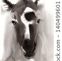 A foal with a mark on its forehead A foal with a mark on its forehead 140499601
