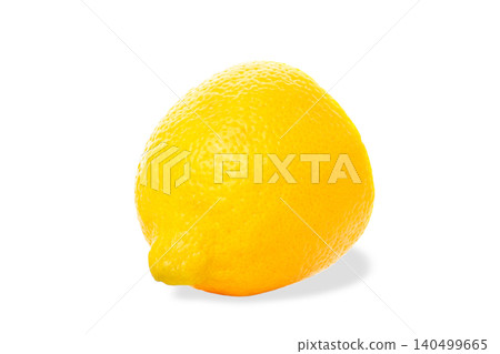 Bright lemon on a flat surface, on white Bright lemon on a flat surface, on white 140499665