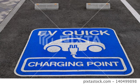 Road markings for EV fast charging spaces Road markings for EV fast charging spaces 140499898