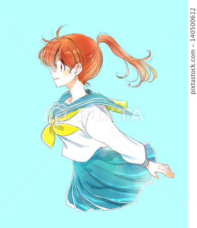 身穿水手服的女學生,側臉,綁著馬尾辮,冬季制服。 身穿水手服的女學生,側臉,綁著馬尾辮,冬季制服。 140500612