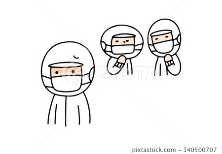 一幅插圖描繪了一名工廠工人因竊竊私語而感到不安的情景。 140500707
