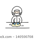 An illustration of a food factory worker kneading and shaping dough. 140500708