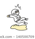 An illustration of a dangerous food factory worker slipping on oil. 140500709