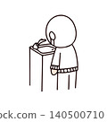An illustration of a food worker rehydrating from a water cooler. 140500710