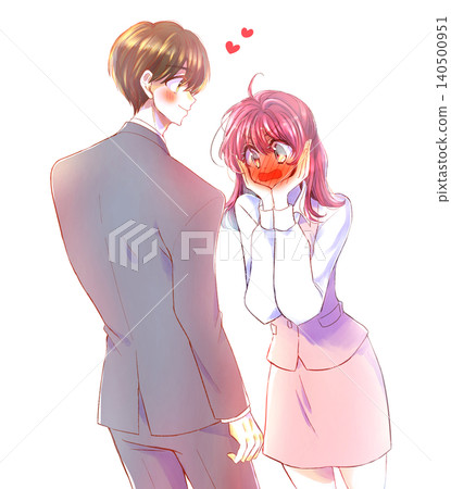 A man makes a move on a woman who blushes (Office worker) A man makes a move on a woman who blushes (Office worker) 140500951