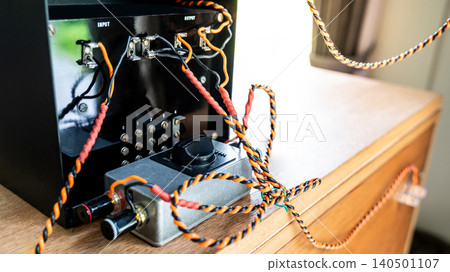 Messy twisted wires connected to cable socket at rear side of speaker and amplifier knob switch Messy twisted wires connected to cable socket at rear side of speaker and amplifier knob switch 140501107