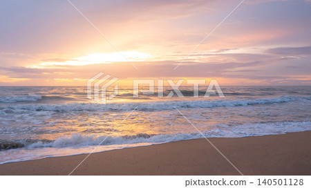 Beautiful sunset landscape on tropical beach island 140501128