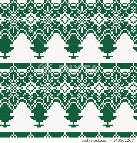 Christmas tree and snowflake textile pattern design in green and white for fashion and home textiles Christmas tree and snowflake textile pattern design in green and white for fashion and home textiles 140501267