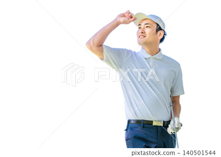 Male golfers in golf attire (golf course, academy, membership) Male golfers in golf attire (golf course, academy, membership) 140501544