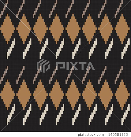 Argyle diamond fair isle pattern design in black and brown for fashion and home textiles Argyle diamond fair isle pattern design in black and brown for fashion and home textiles 140501553