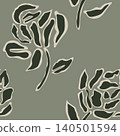 Floral bloom textile pattern design in sage green for fashion and home textiles 140501594