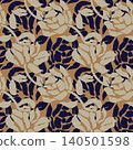 Rose Floral textile pattern design in brown and navy blue for fashion and home textiles 140501598