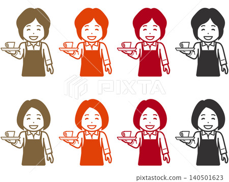 [Different hairstyle] Icon of a woman in an apron carrying an ordered drink with one hand. Part 2 140501623