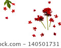 red flowers rubiaceae local flora arrangement flat lay postcard style 140501731