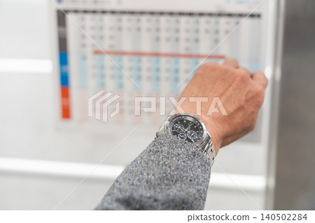 Senior man, timetable, wristwatch, business 140502284