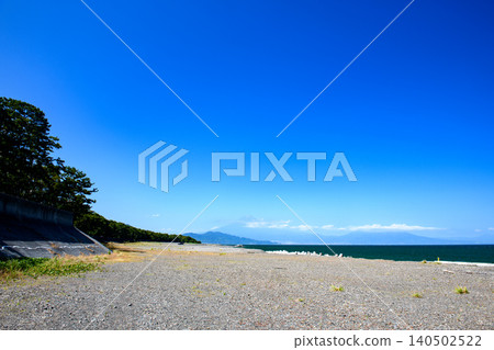 Mount Fuji and Suruga Bay in the distance, as seen from Miho no Matsubara Beach (Shizuoka Prefecture) Mount Fuji and Suruga Bay in the distance, as seen from Miho no Matsubara Beach (Shizuoka Prefecture) 140502522
