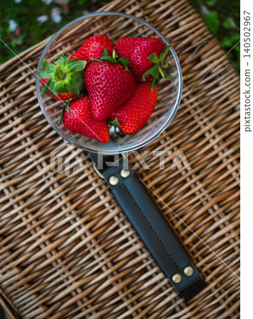 Strawberries with vintage picnic basket Strawberries with vintage picnic basket 140502967