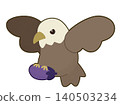 A stylized illustration of a hawk and an eggplant. 140503234