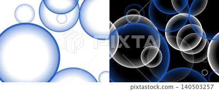 Abstract blue and white translucent circles on transparent or black background 140503257