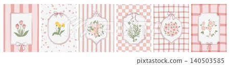 Vintage coquette frames, spring flowers bouquet Vintage coquette frames, spring flowers bouquet 140503585