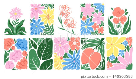 Abstract cut out floral patterns, organic shapes Abstract cut out floral patterns, organic shapes 140503593