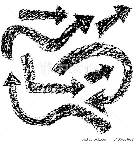 Grunge Hand Drawn Chalk Bold Arrows Grunge Hand Drawn Chalk Bold Arrows 140503668