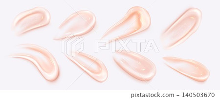 Creamy cosmetic texture swatches, pink cream smear Creamy cosmetic texture swatches, pink cream smear 140503670
