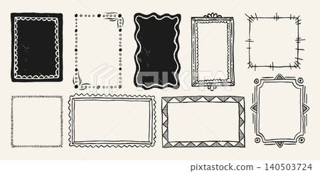 Hand drawn doodle frames with cute wavy borders Hand drawn doodle frames with cute wavy borders 140503724
