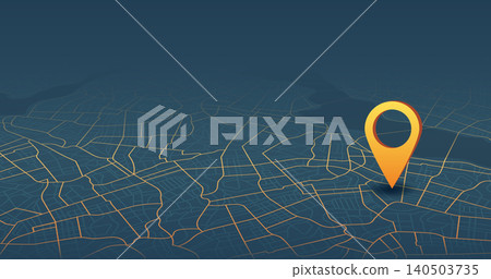 city map with glowing big location pin. Vector illustration. city map with glowing big location pin. Vector illustration. 140503735