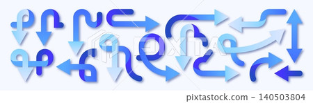 Curved, twisted color retro direction arrows 140503804