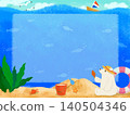 Polar bear playing in the sand at the beach (with frame) 140504346
