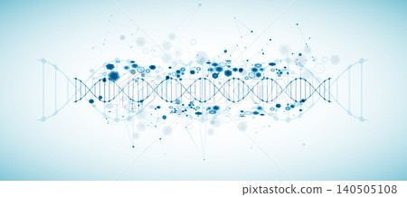Abstract medical background with blue DNA helix structure and technology hexagons. Vector illustration Abstract medical background with blue DNA helix structure and technology hexagons. Vector illustration 140505108