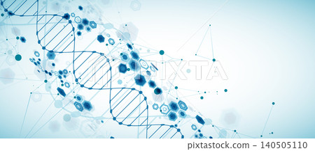 Abstract medical background with blue DNA helix structure and technology hexagons. Vector illustration Abstract medical background with blue DNA helix structure and technology hexagons. Vector illustration 140505110