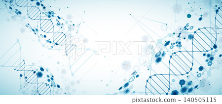 Abstract medical background with blue DNA helix structure and technology hexagons. Vector illustration Abstract medical background with blue DNA helix structure and technology hexagons. Vector illustration 140505115