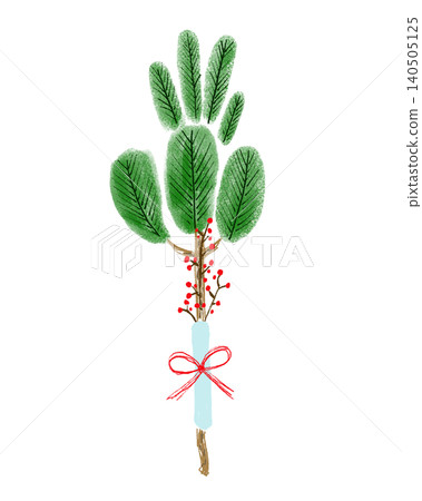 Hand-drawn illustration of a New Year's decoration Hand-drawn illustration of a New Year's decoration 140505125